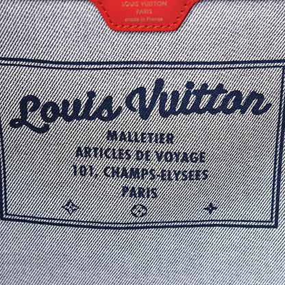 Louis Vuitton Denim Damier Monogram Patchwork Neverfull Blue Rouge 11 of 12