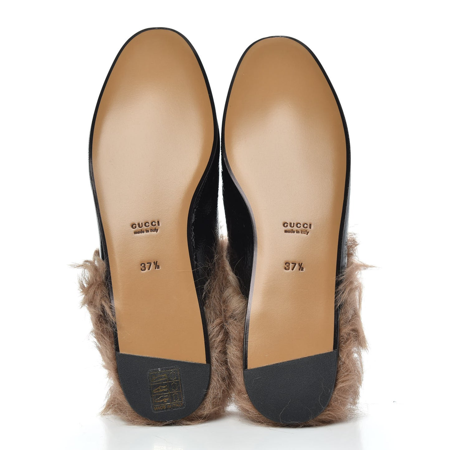 Patent Fur Womens Princetown Slippers 37.5 Black