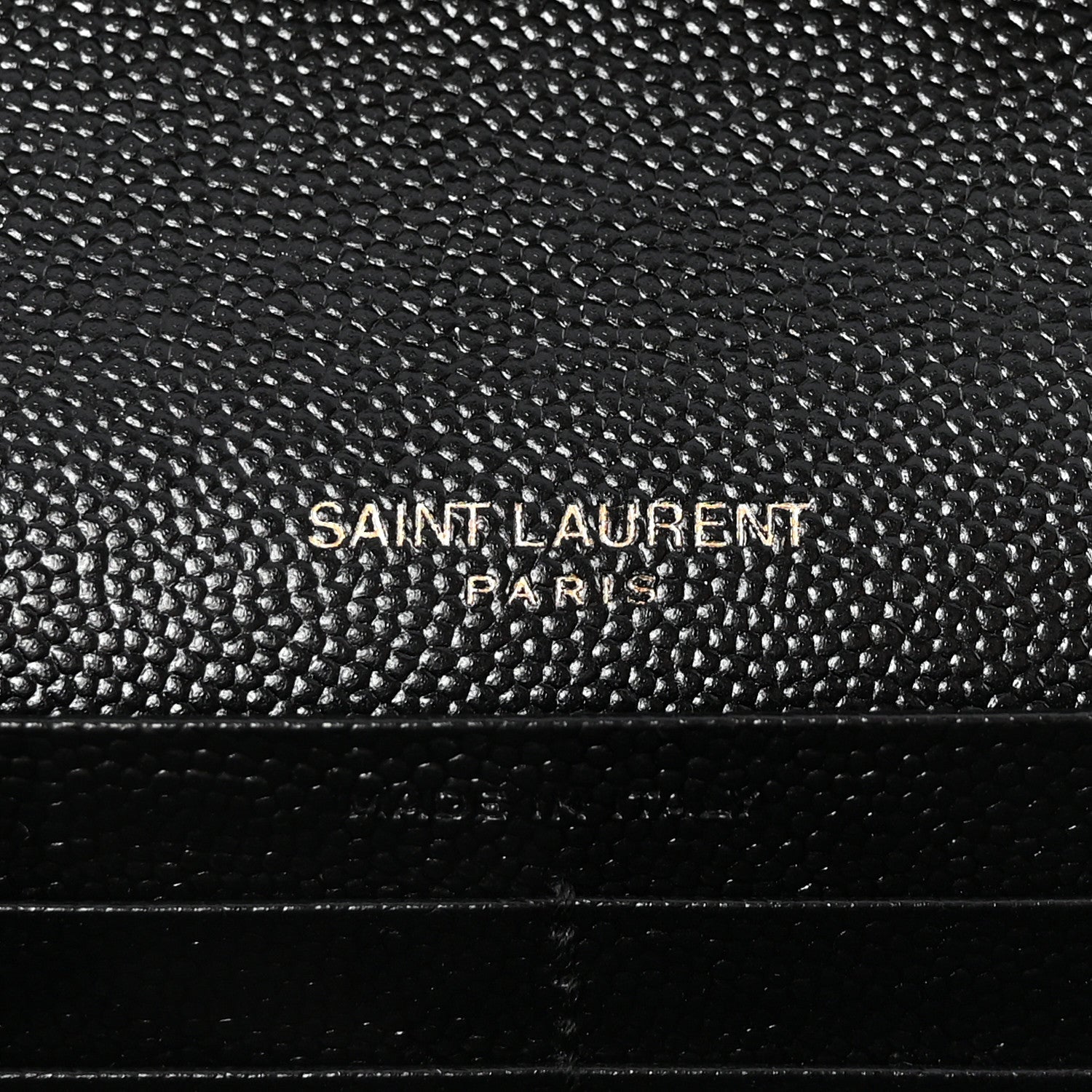 Saint Laurent Grain De Poudre Matelasse Chevron Monogram Chain Wallet Black 6 of 10