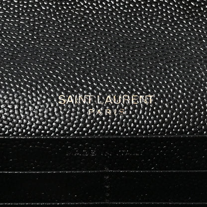 Saint Laurent Grain De Poudre Matelasse Chevron Monogram Chain Wallet Black 6 of 10