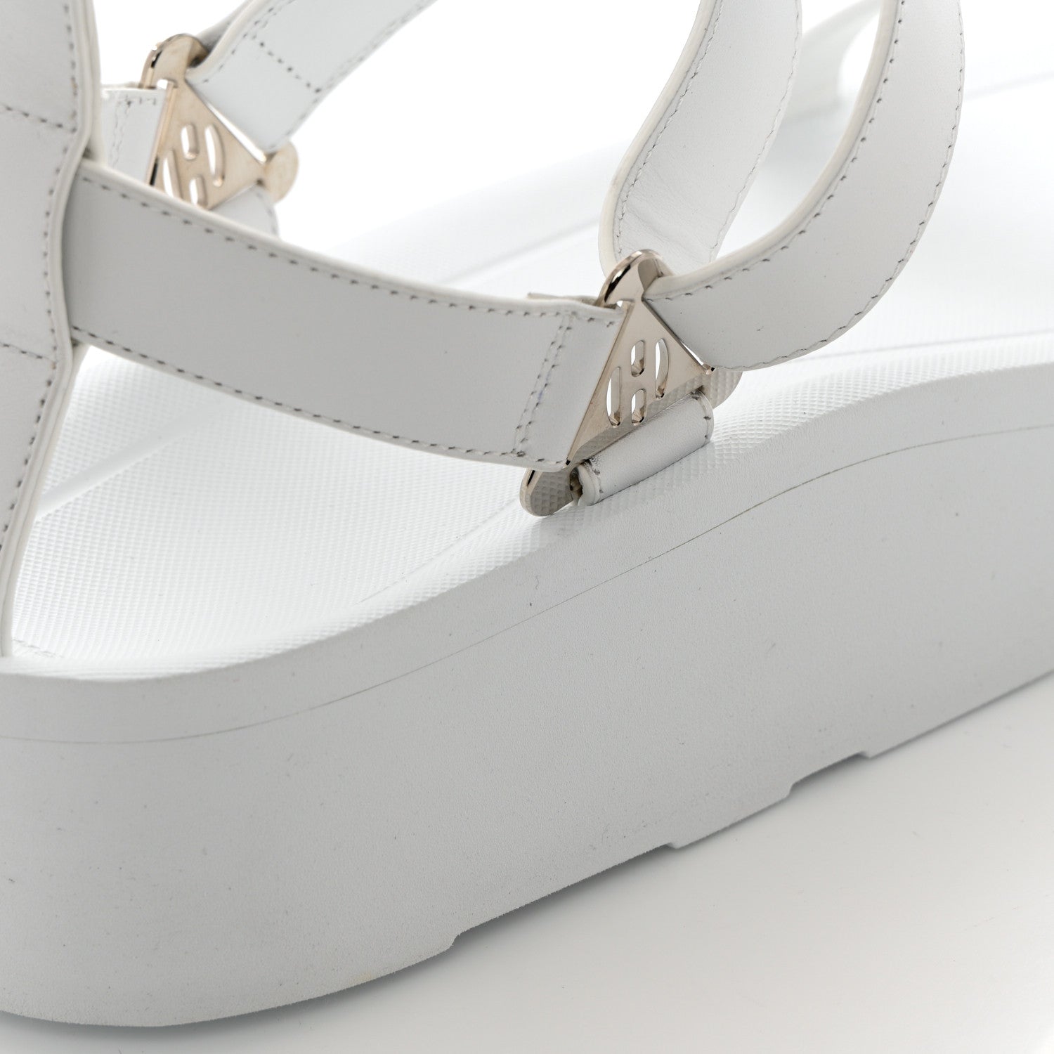 Hermes Calfskin Womens Enid Sandals 39 White 10 of 11