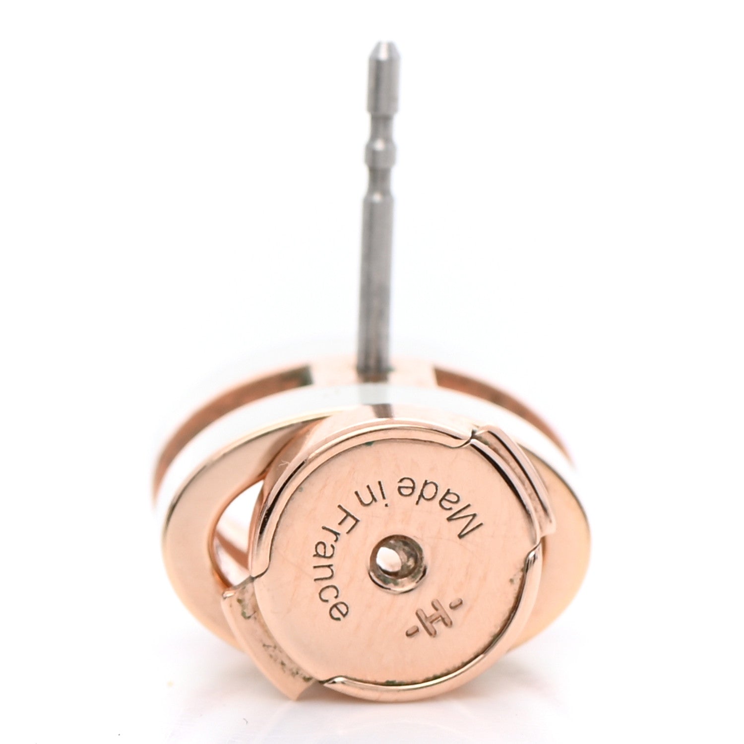 Hermes Rose Gold Lacquered Mini Pop H Earrings White 7 of 11