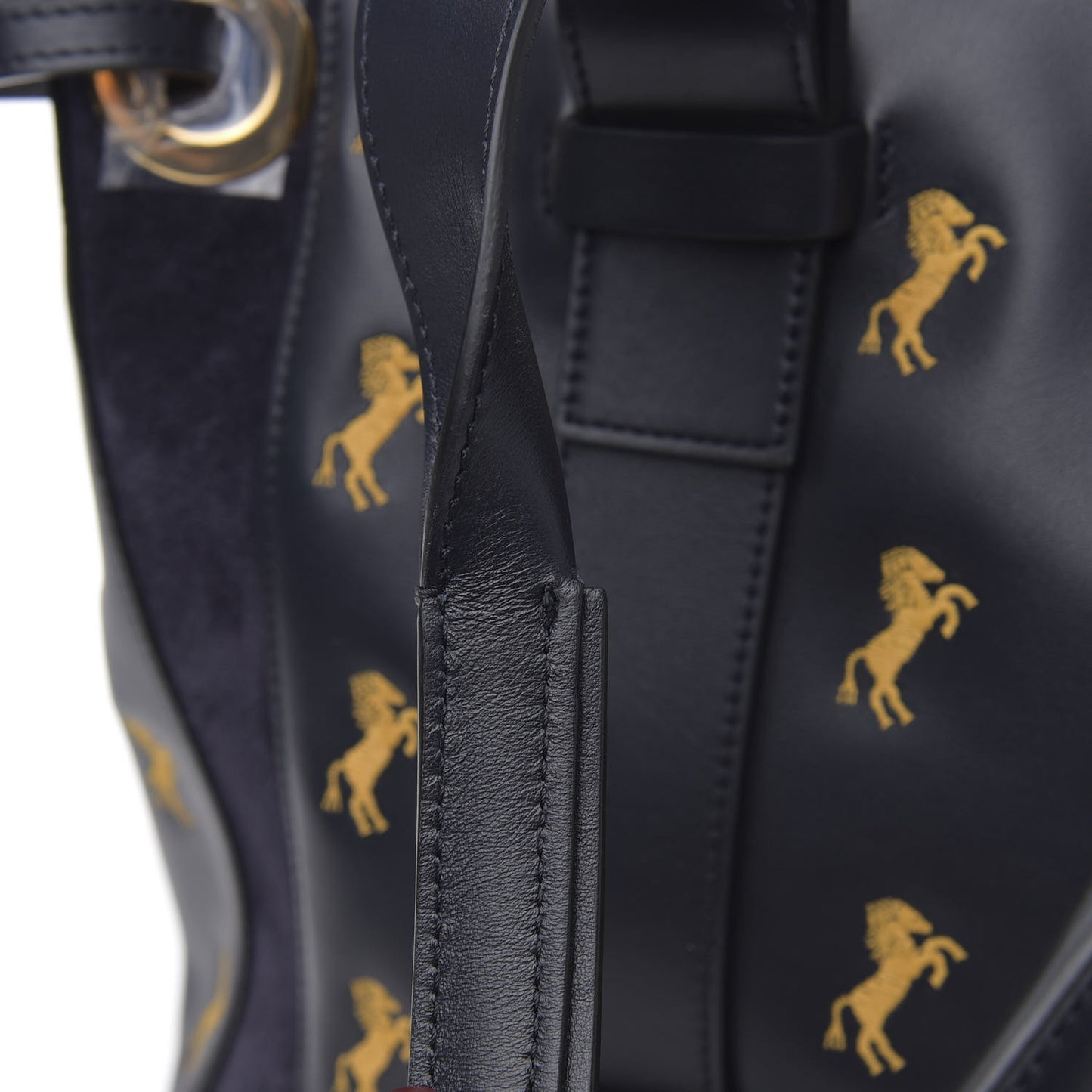 Smooth Calfskin Little Horses Embroidered Tao Zipped Tote Full Blue