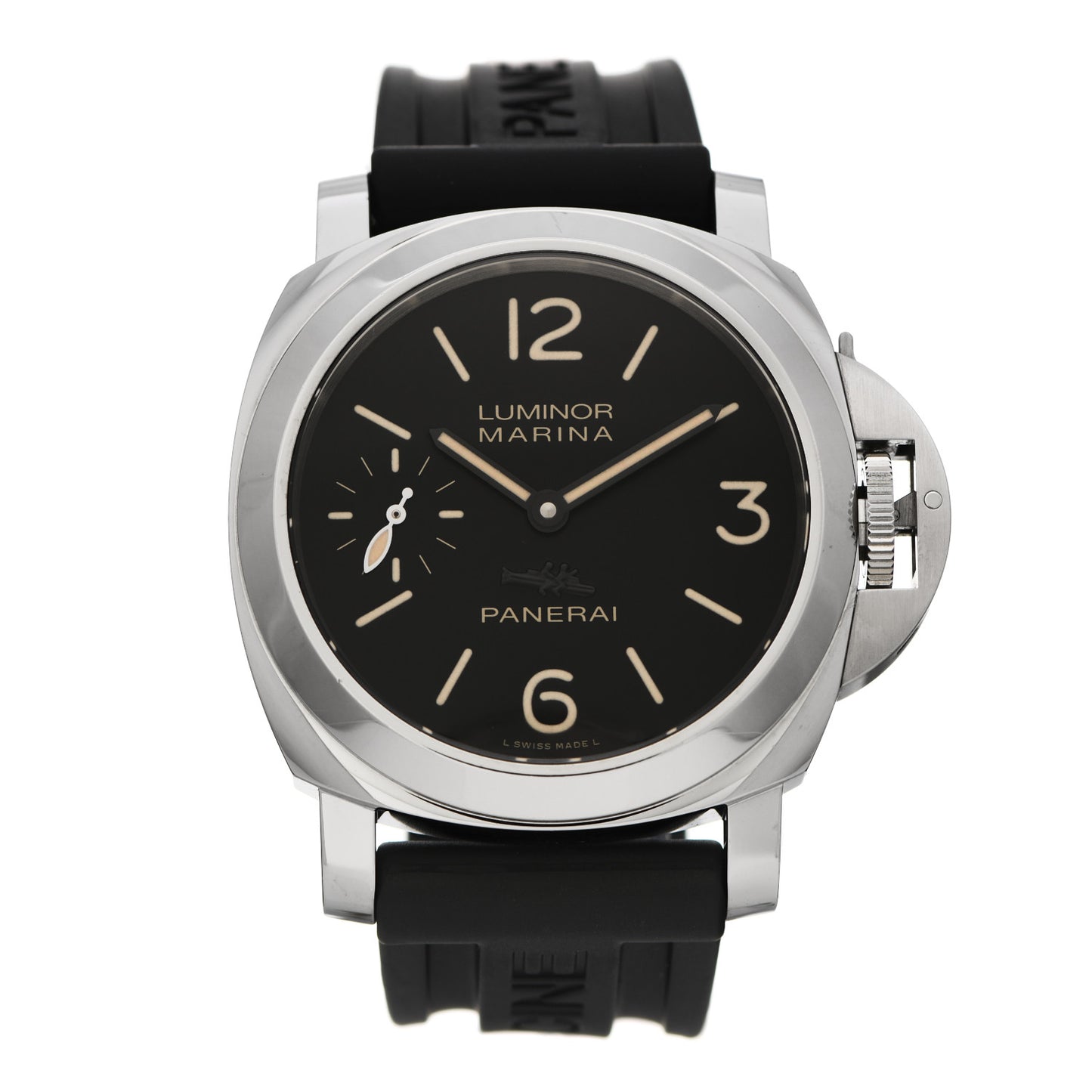 Stainless Steel Rubber 44mm Luminor Marina Abu Dhabi Edition Manual Winding Watch Black PAM00543