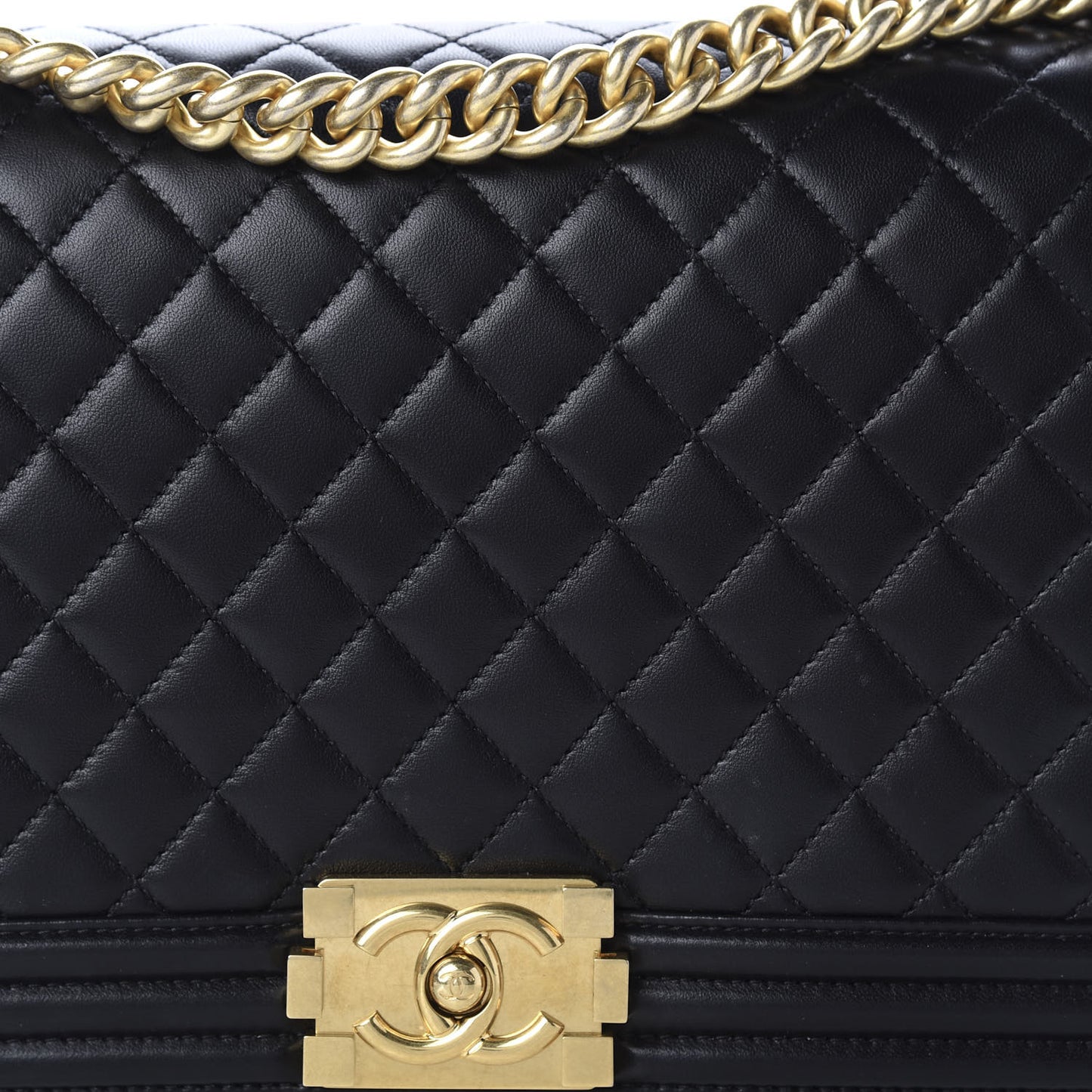Lambskin Quilted New Medium Boy Flap Black