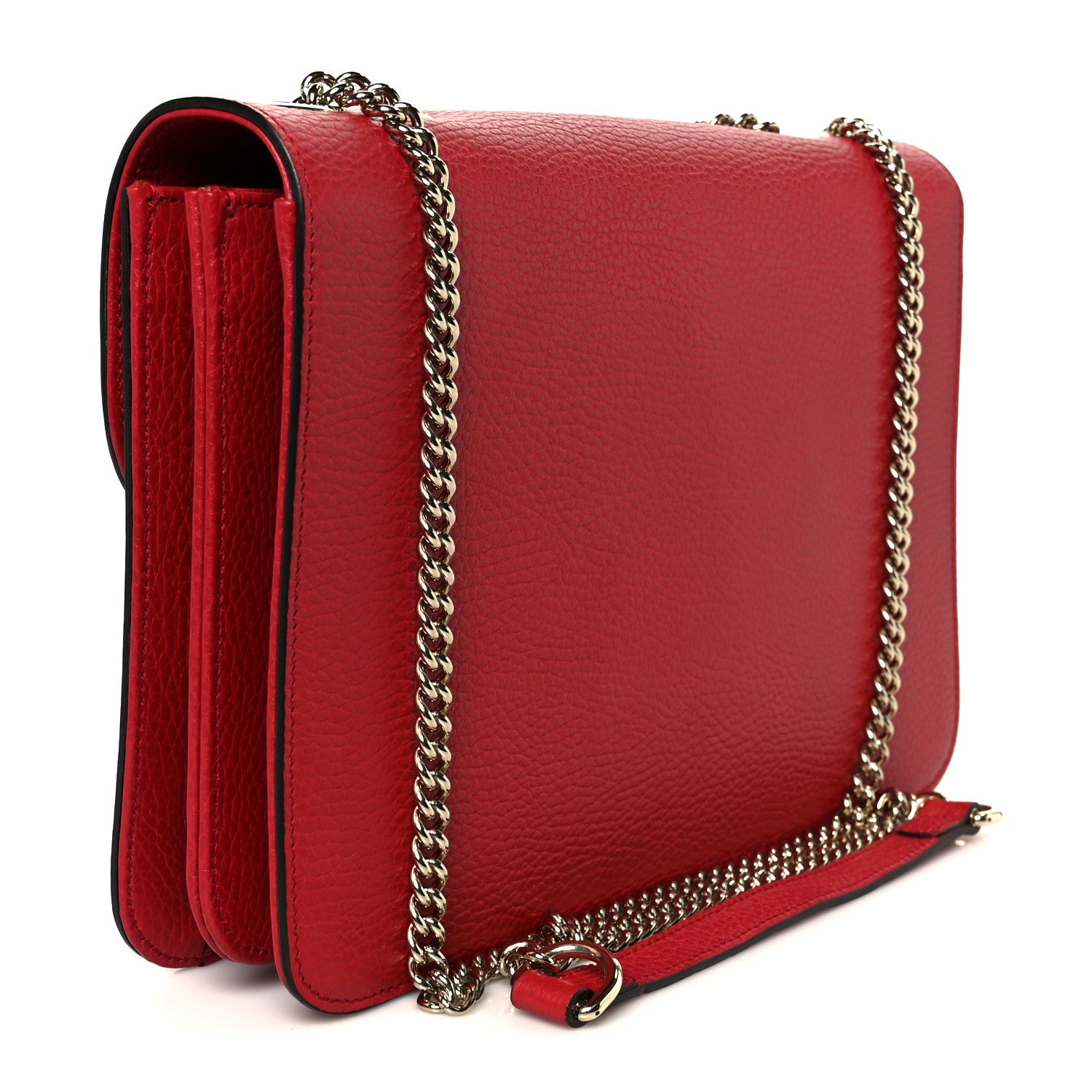 Gucci Dollar Calfskin Interlocking G Shoulder Bag Red 3 of 11
