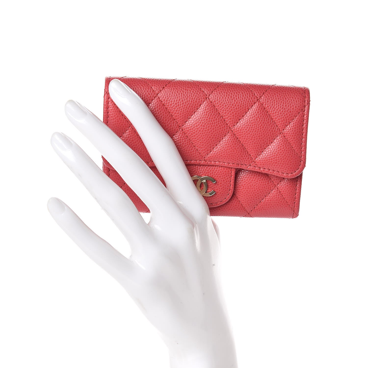 Chanel Caviar Quilted Flap Card Holder Wallet Pink 2 of 11