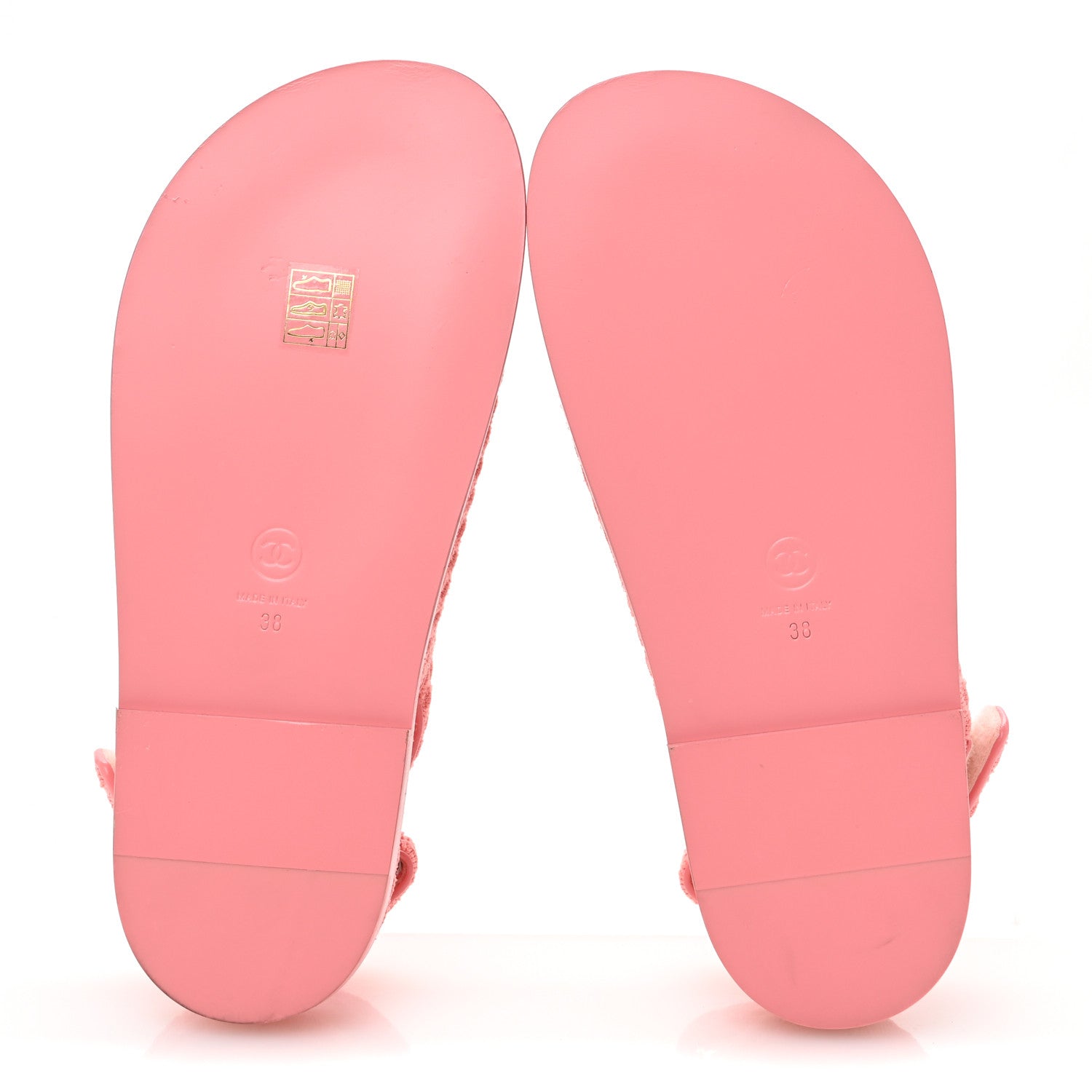 Chanel Knit Fabric Velcro Dad Sandals 38 Coral 6 of 9