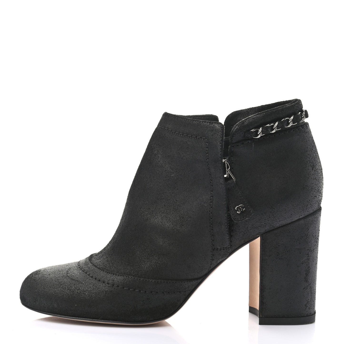 Suede CC Chain Ankle Boots 37.5 Black