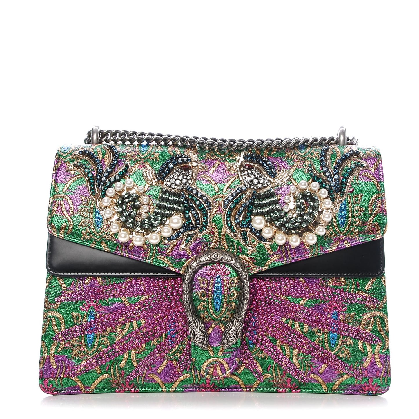 Brocade Crystal Embellished Medium Dionysus Shoulder Bag Multi