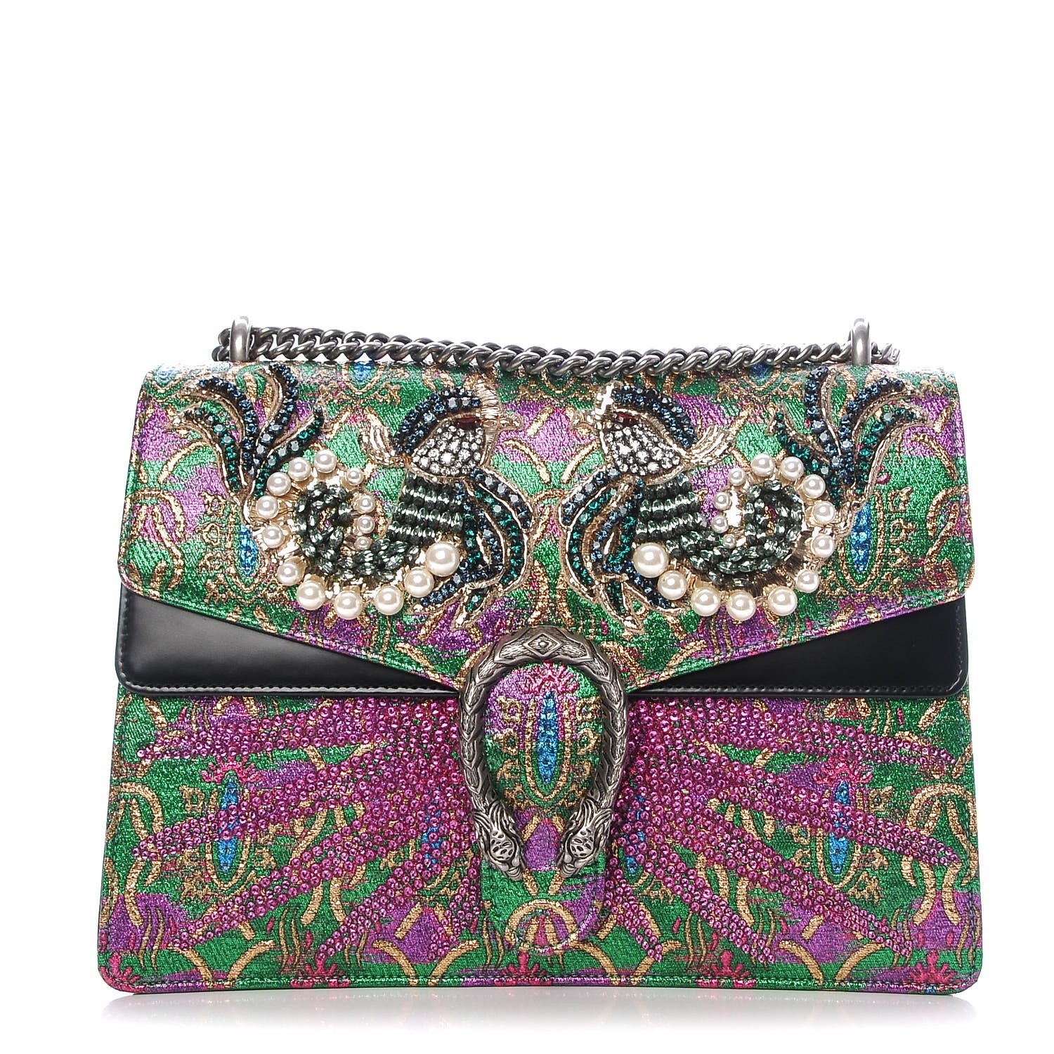 Gucci Brocade Crystal Embellished Medium Dionysus Shoulder Bag Multi 1 of 8