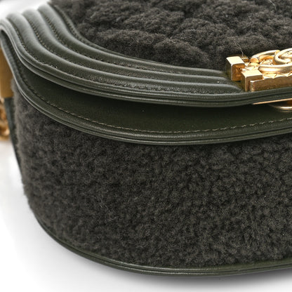 Chanel Calfskin Shearling Quilted Small Boy Messenger Bag Khaki 7 of 8