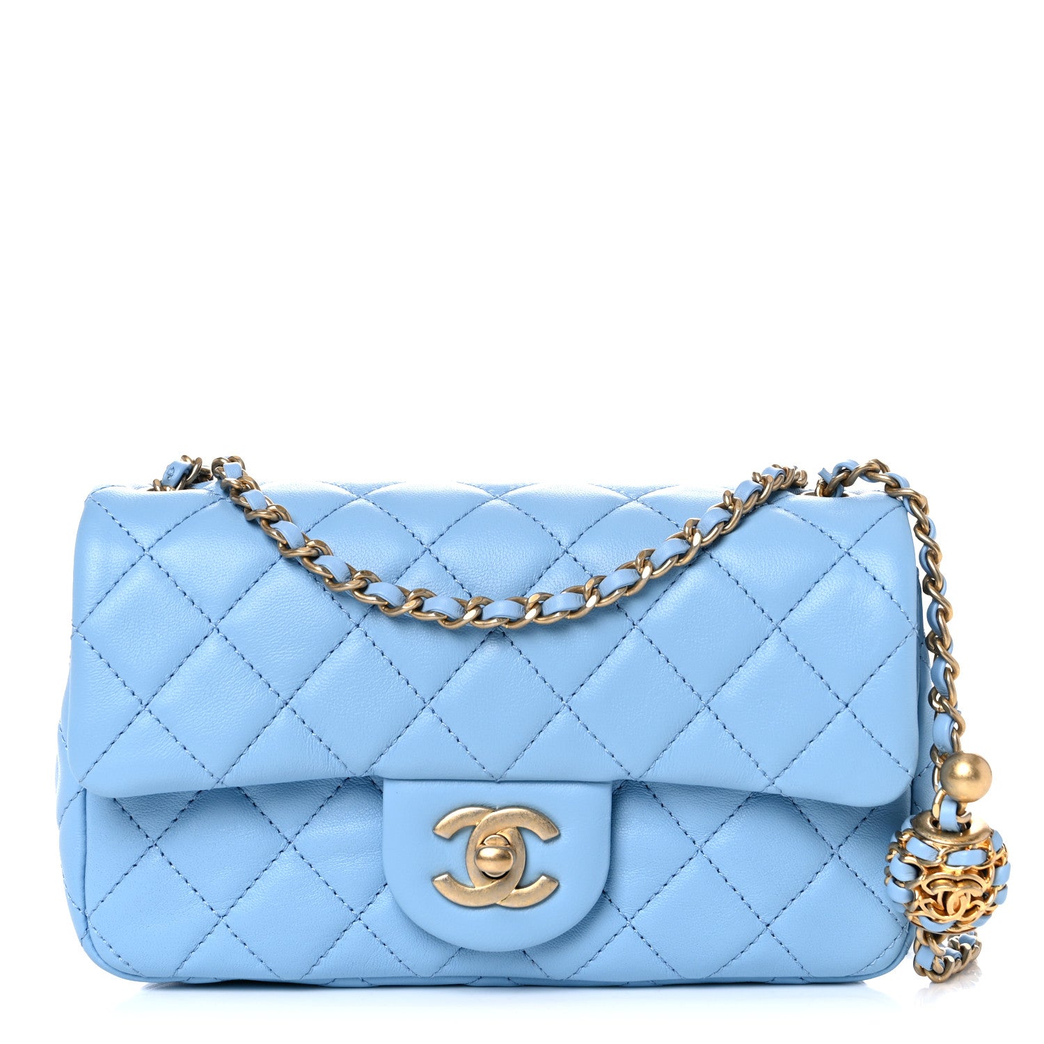 Chanel Lambskin Quilted Mini Rectangular Pearl Crush Flap Light Blue 1 of 9
