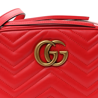 Gucci Calfskin Matelasse Small GG Marmont Chain Shoulder Bag Hibiscus Red 8 of 10