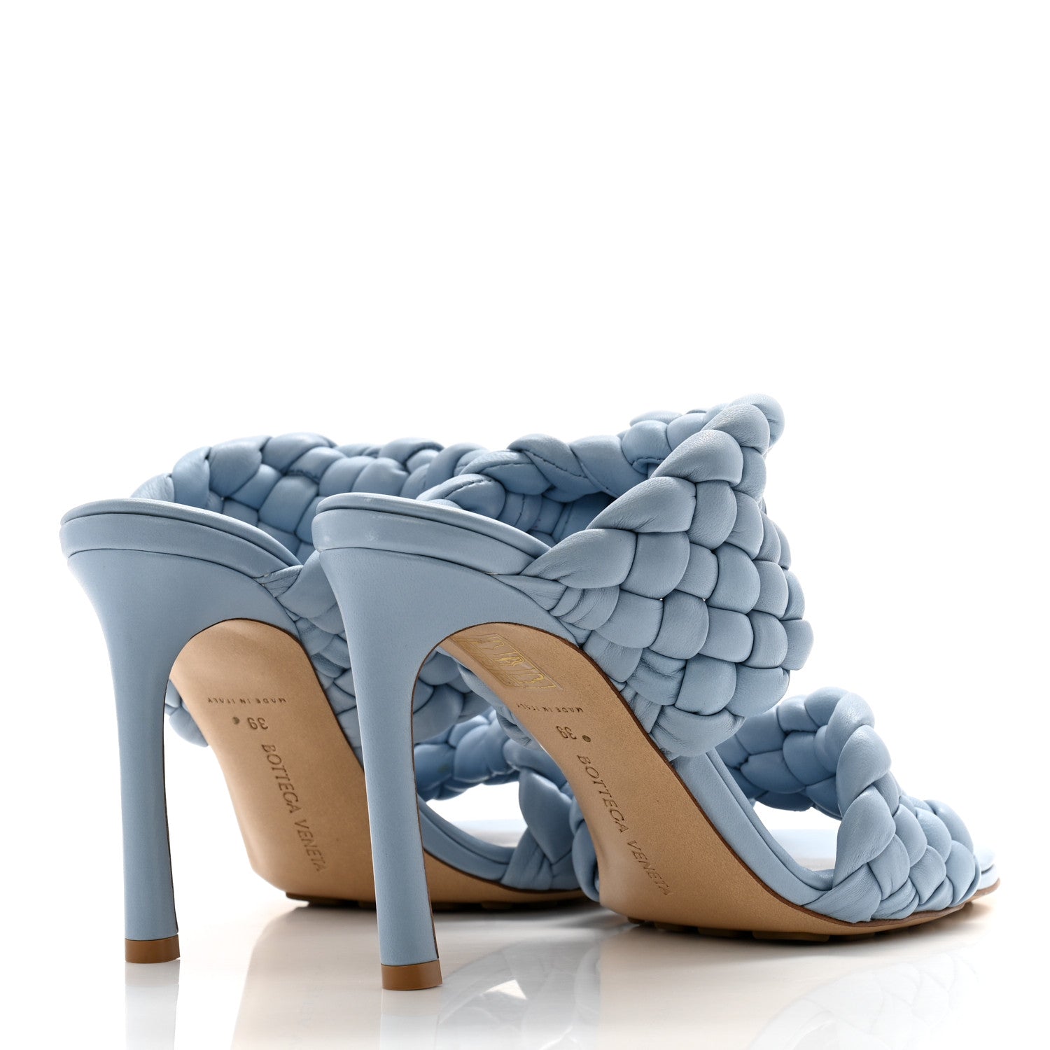 Bottega Veneta Nappa Twisted Padded Intrecciato Curve Slide Sandals 39 Ice 4 of 9