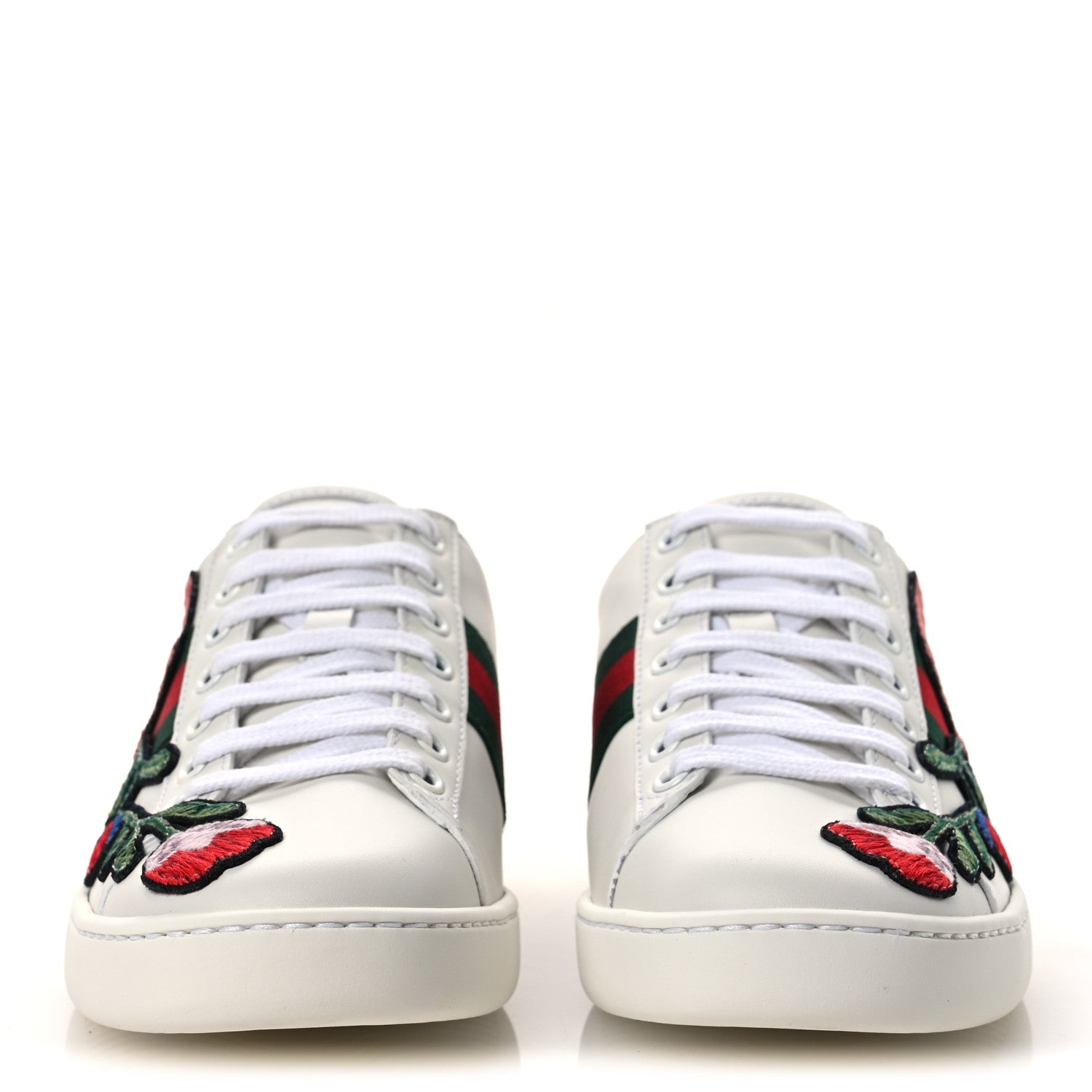 Gucci Calfskin Web Floral Embroidered Womens Ace Sneakers 36 White 3 of 11