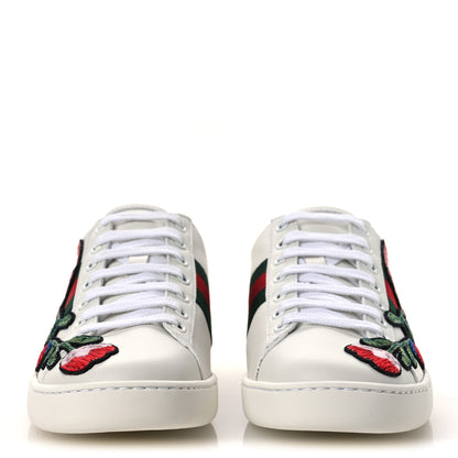 Gucci Calfskin Web Floral Embroidered Womens Ace Sneakers 36 White 3 of 11