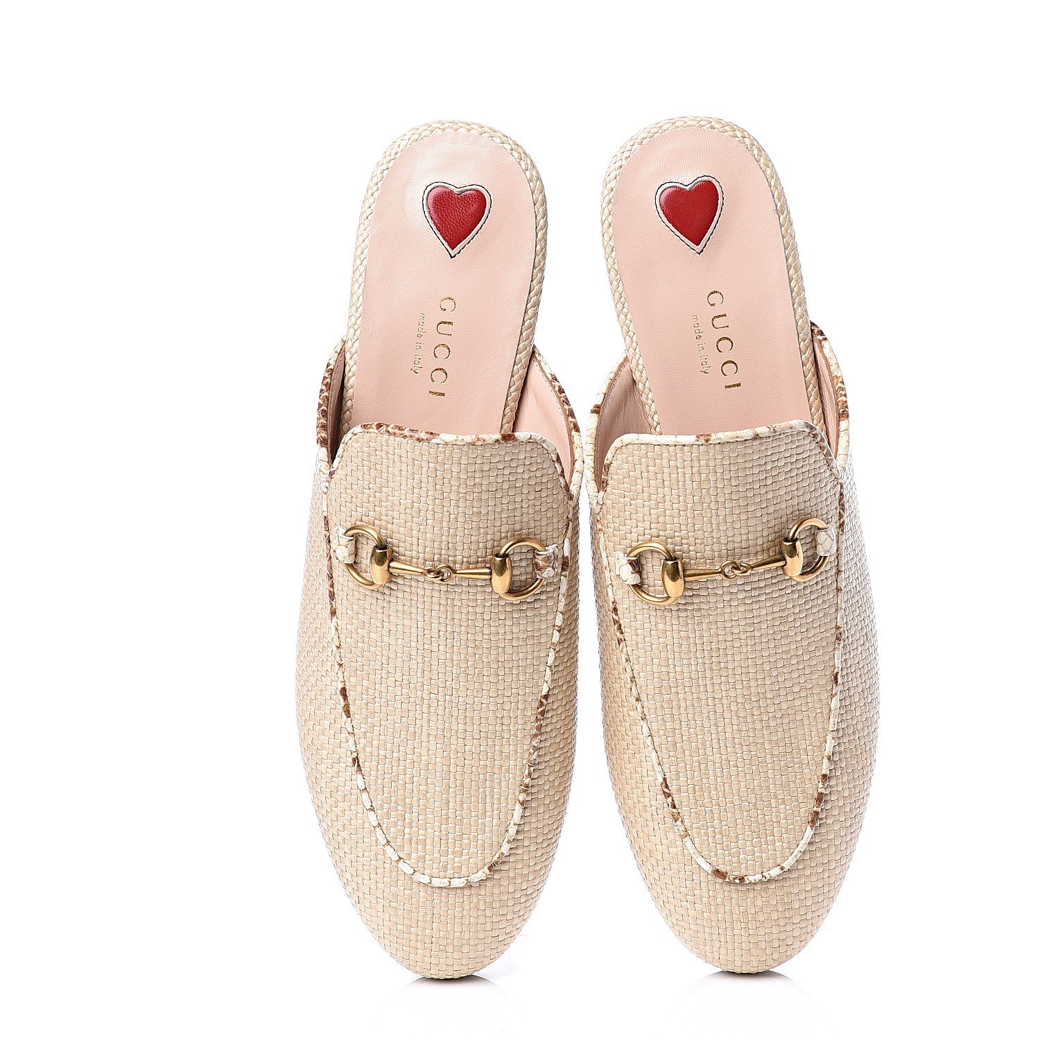 Gucci Straw Elaphe Womens Princetown Slippers 37.5 Natural 5 of 10