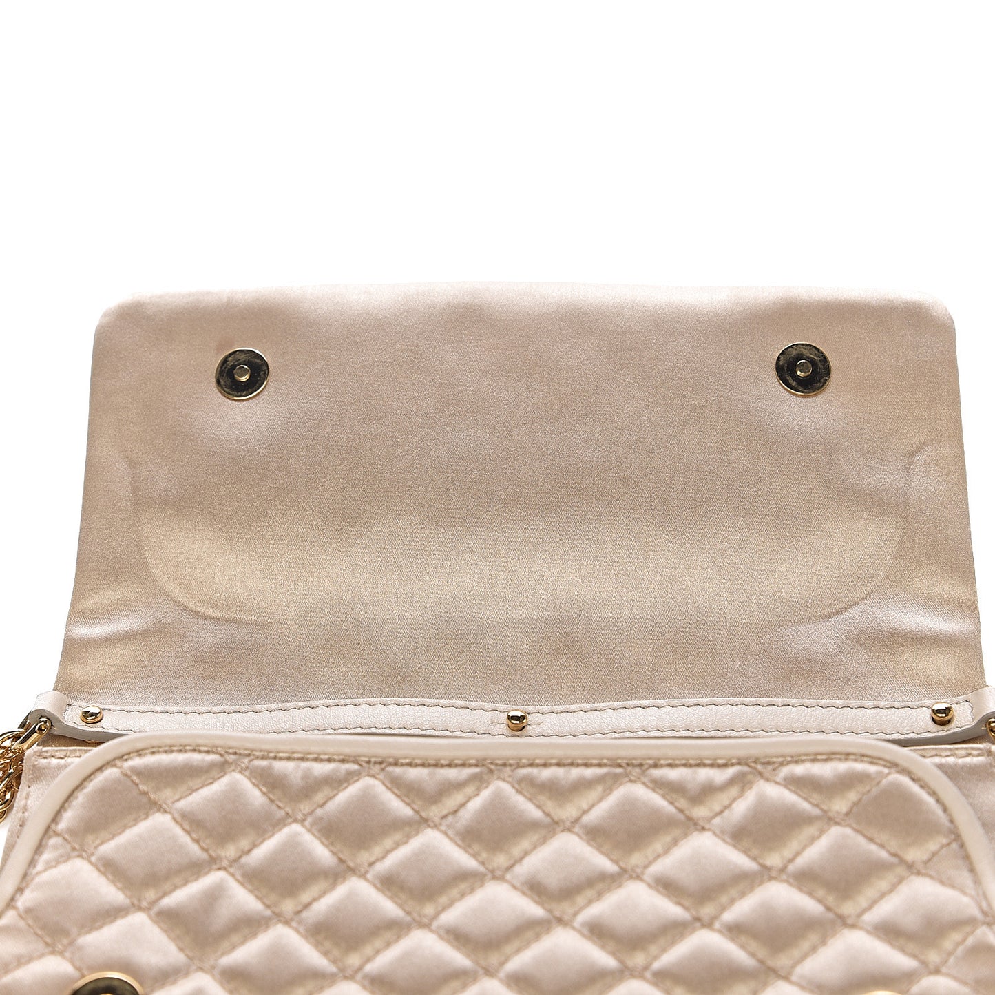Satin Quilted Chain Clutch Light Gold