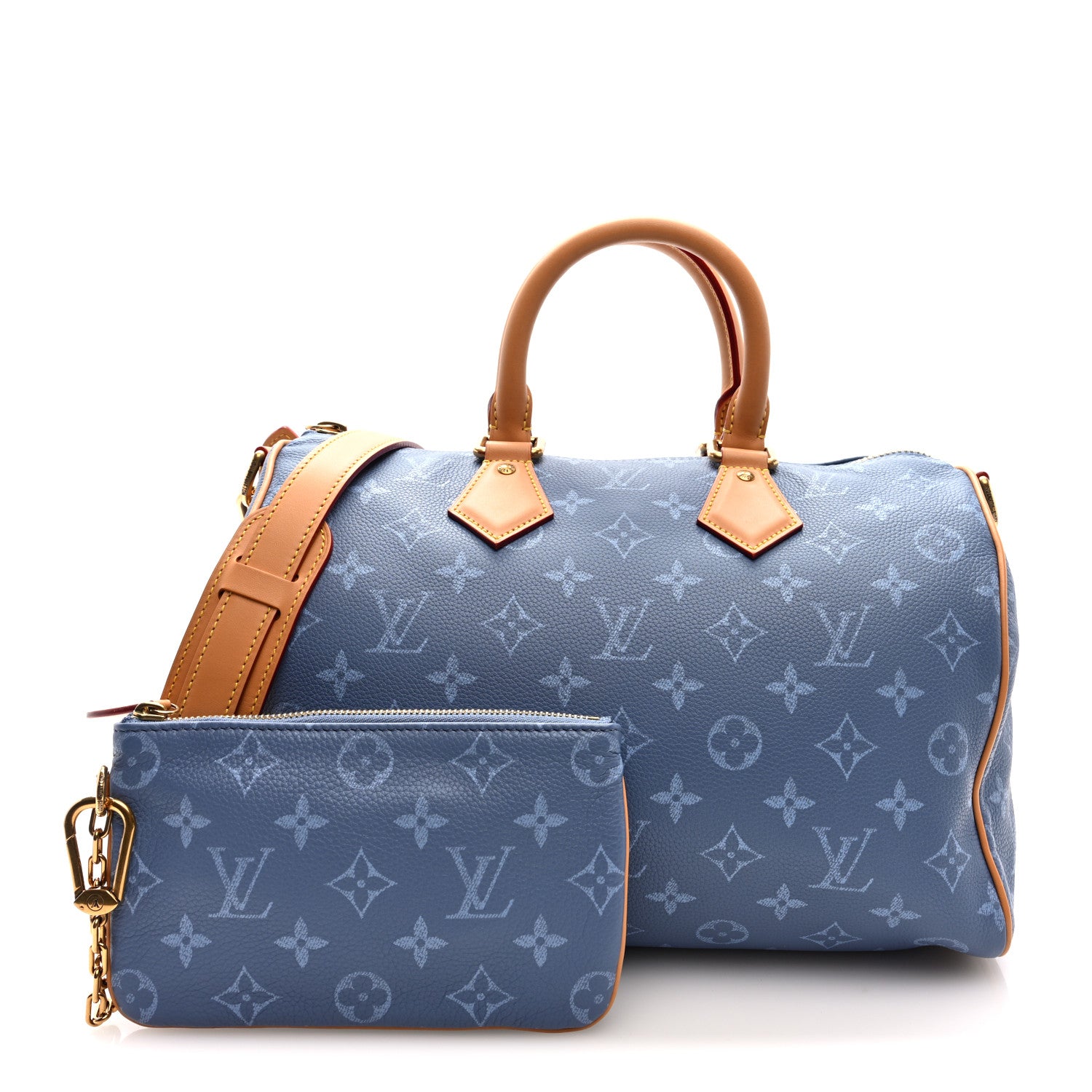 Louis Vuitton Calfskin Monogram Speedy P9 Bandouliere 30 Silk Blue 3 of 11