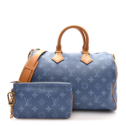 Louis Vuitton Calfskin Monogram Speedy P9 Bandouliere 30 Silk Blue 3 of 11