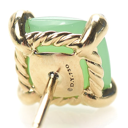 David Yurman 18K Yellow Gold Diamond Chrysoprase 8mm Chatelaine Earrings 4 of 4