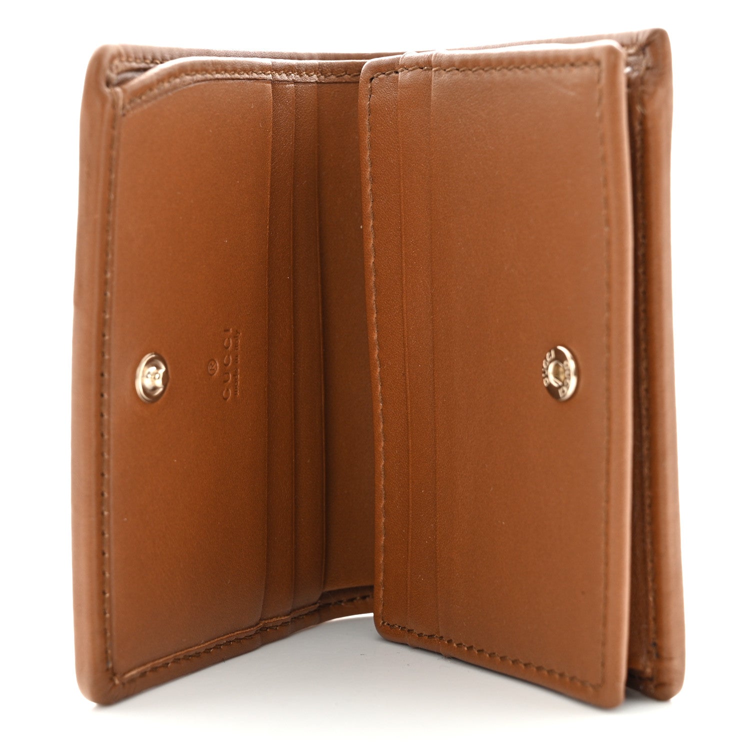 Gucci GG Supreme Monogram Textured Calfskin Emblem Mini Wallet Beige Dark Brown 5 of 8