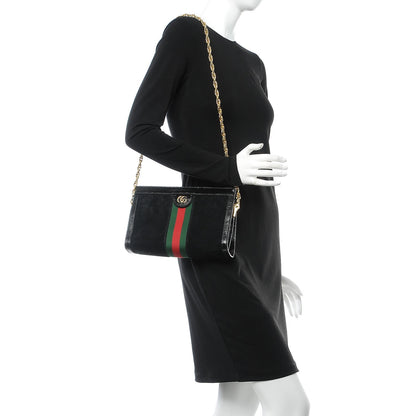 Gucci Suede Patent GG Web Small Ophidia Chain Shoulder Bag Black 2 of 7