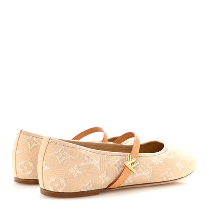 Louis Vuitton Denim Monogram Romy Flat Ballerinas 40 Greige 5 of 9