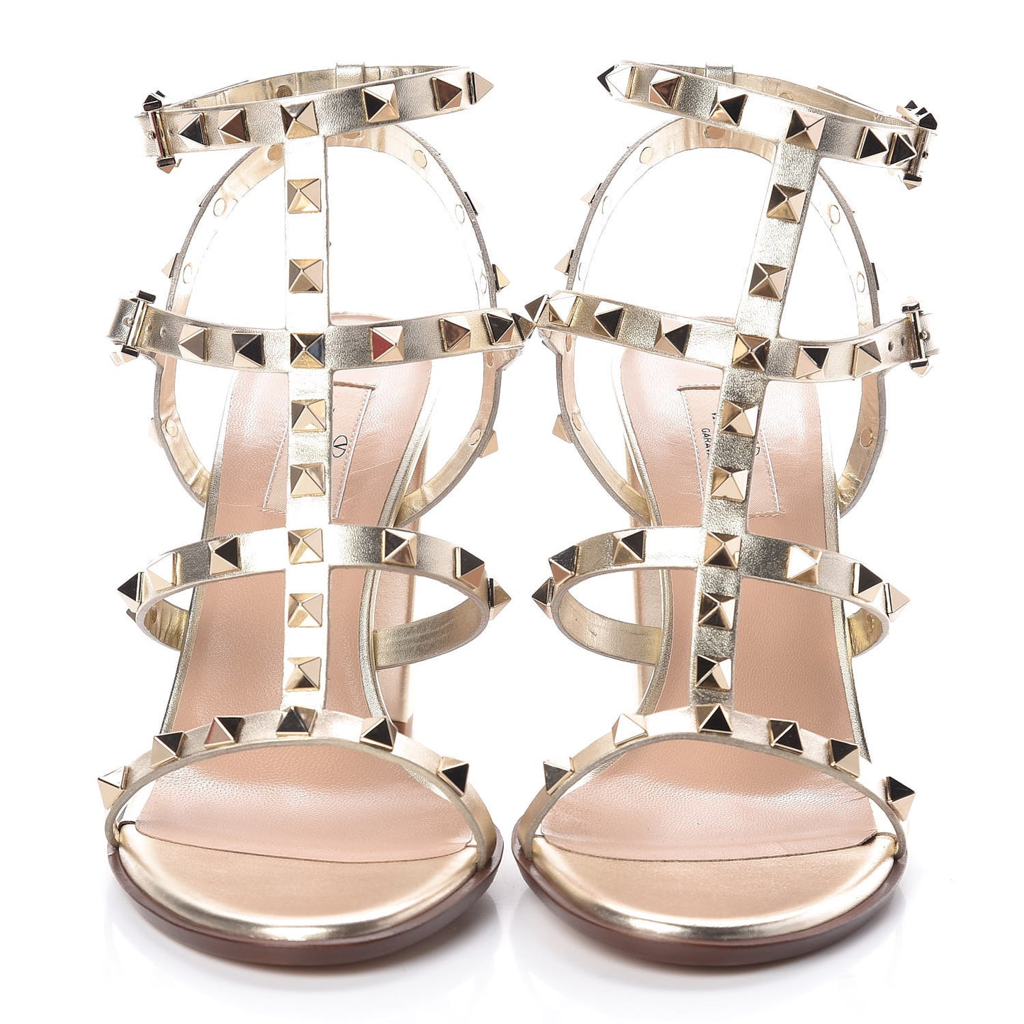 Calfskin Rockstud 90mm City Sandals 39 Platino