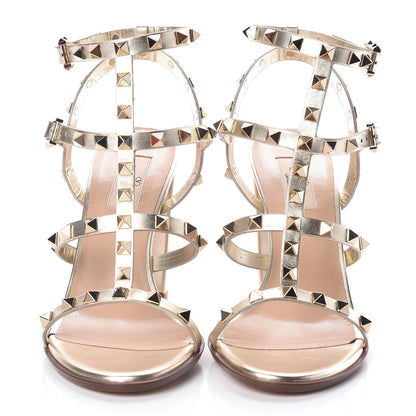 Valentino Garavani Calfskin Rockstud 90mm City Sandals 39 Platino 2 of 8