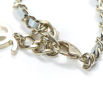Chanel Metal Iridescent Lambskin Lock Bracelet Gold Light Blue 4 of 6