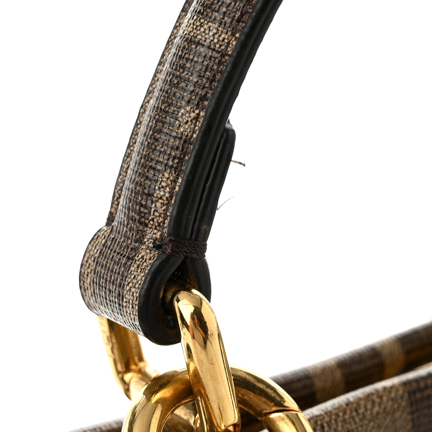 Fendi Glazed Fabric Vitello FF 1974 Hairdo Girls Inlay Mini Peekaboo Iconic Satchel Mogano Panna Multicolor 10 of 12