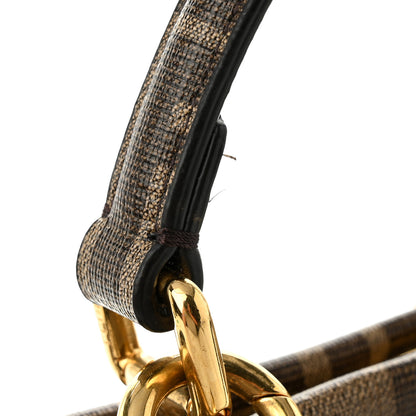 Fendi Glazed Fabric Vitello FF 1974 Hairdo Girls Inlay Mini Peekaboo Iconic Satchel Mogano Panna Multicolor 10 of 12