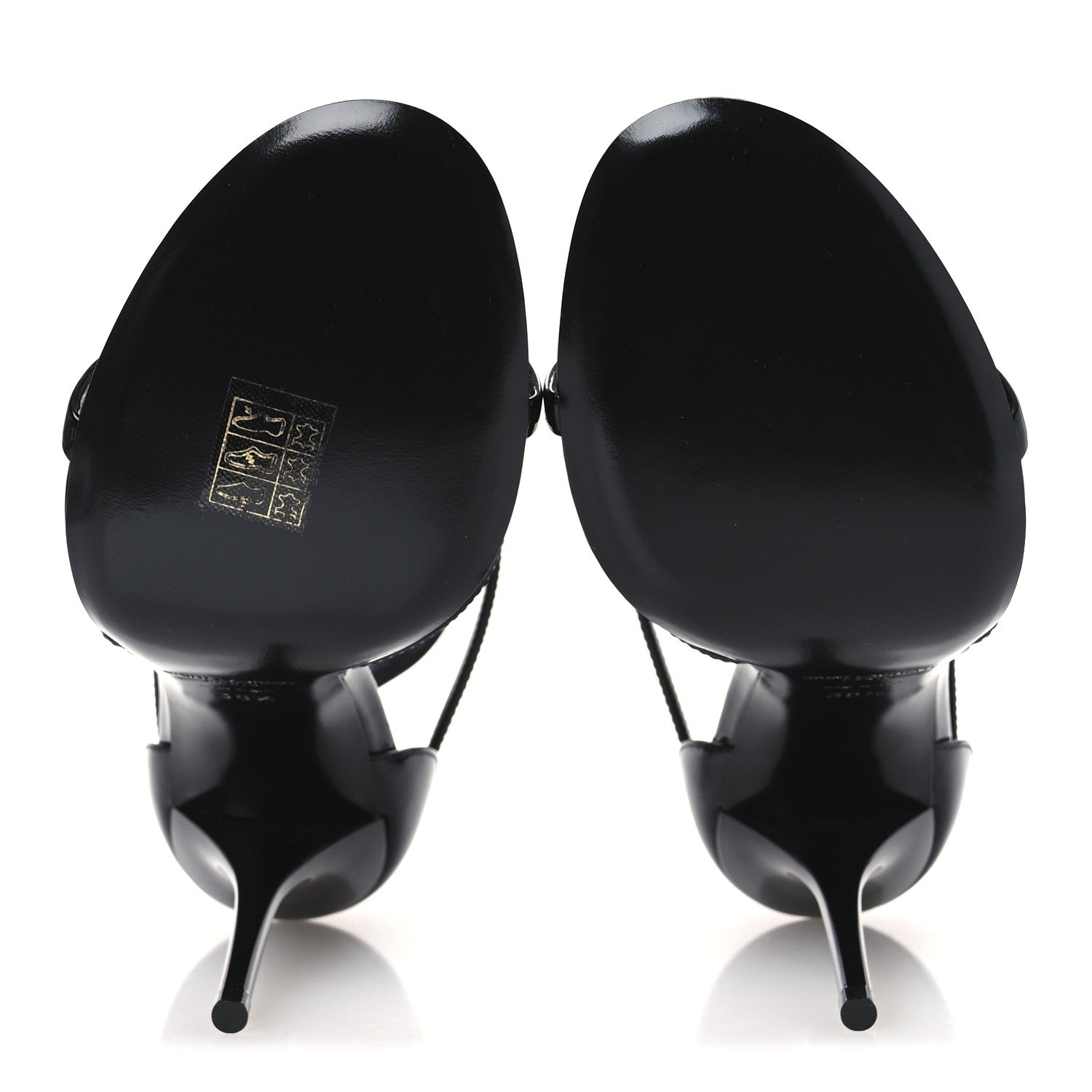 Saint Laurent Patent Cassandra 100 Ankle Strap Sandals 38.5 Black 7 of 13