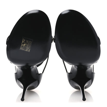 Saint Laurent Patent Cassandra 100 Ankle Strap Sandals 38.5 Black 7 of 13