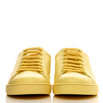 Gucci Calfskin Interlocking G Perforated Womens Ace Sneakers 37 Banana Straw Yellow 2 of 11