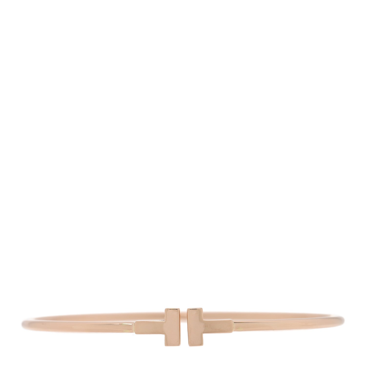 Tiffany 18K Rose Gold Narrow T Wire Bracelet 1 of 4