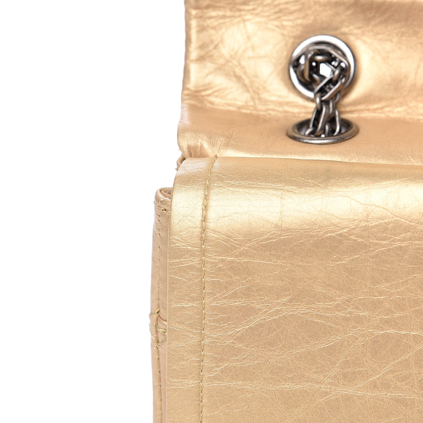 Metallic Aged Calfskin Quilted 2.55 Reissue 227 Flap Gold