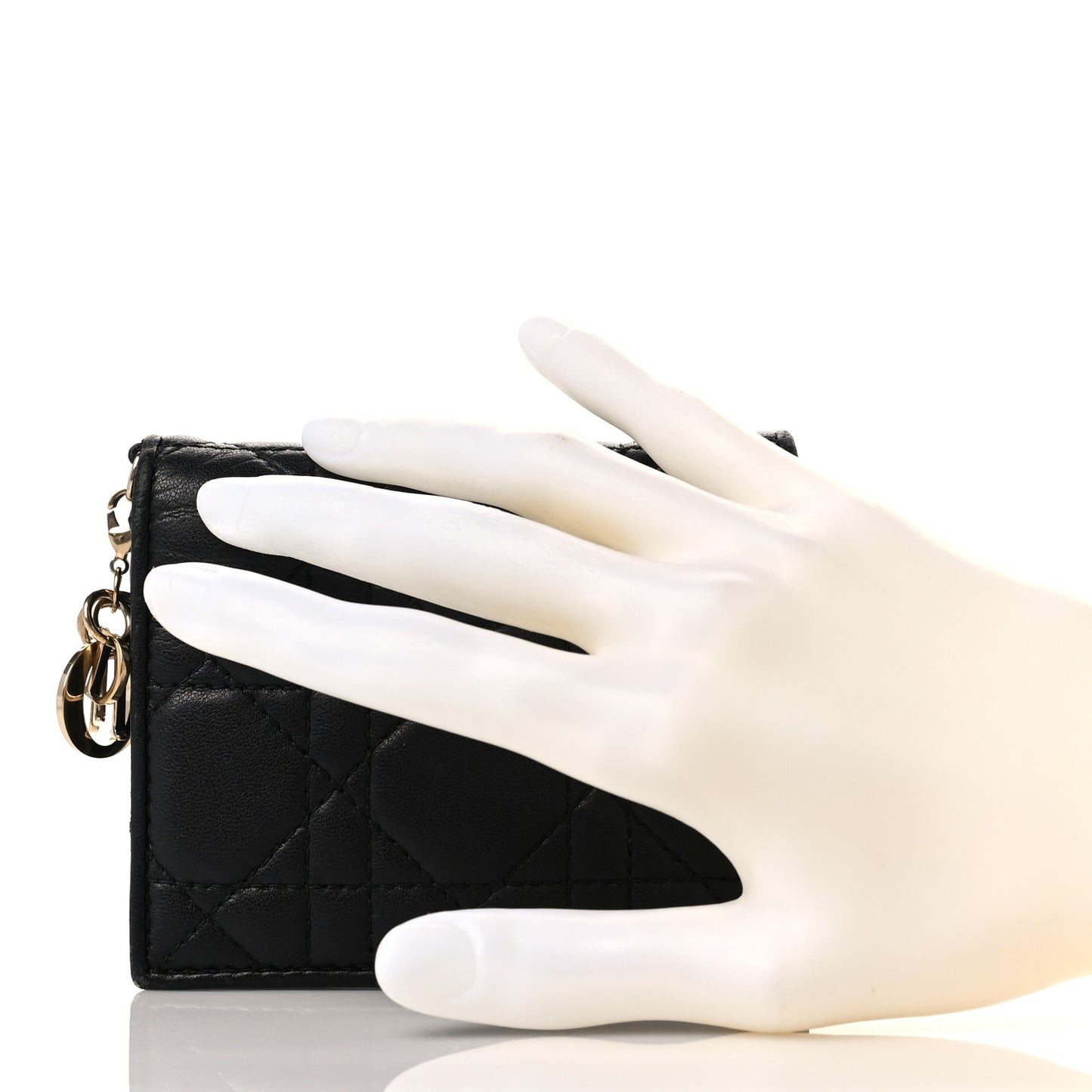 Lambskin Cannage Mini Lady Dior Wallet Black
