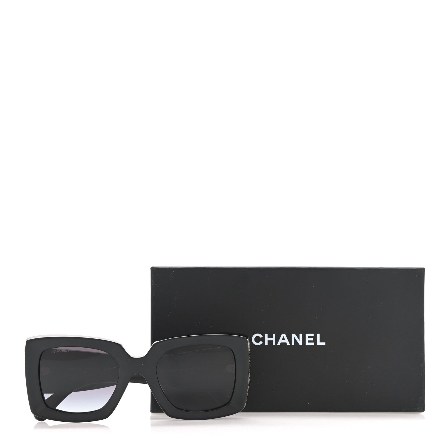 Chanel Acetate Rectangle Sunglasses 5435 Black 8 of 8