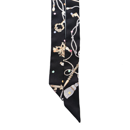 Hermes Silk Les Cles A Pois Doll Twilly Black Beige Rose 2 of 3