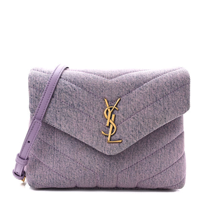 Saint Laurent Denim Y Quilted Monogram Toy Loulou Crossbody Bag Bleached Lilac 1 of 9