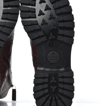 Gucci Grained Calfskin Mens Arley Boots 10 Burgundy 6 of 9