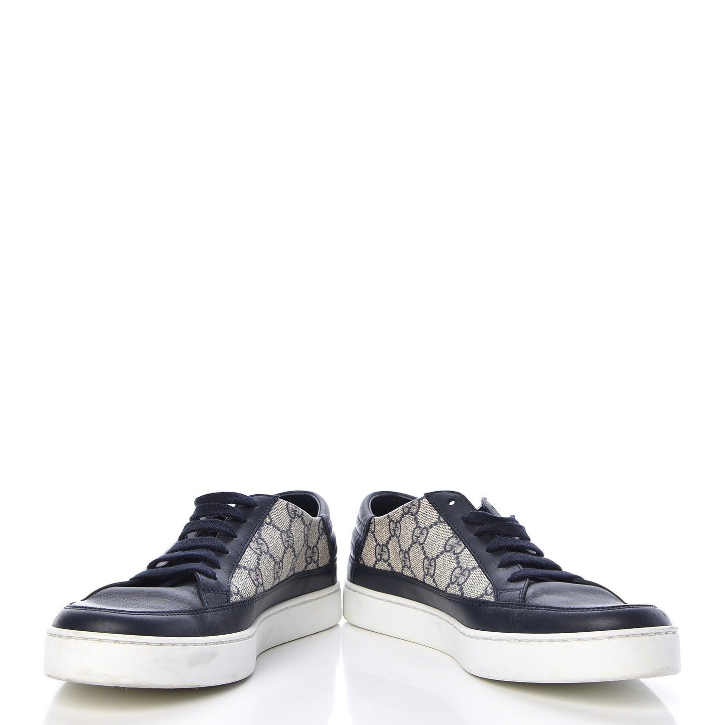 GG Supreme Monogram Calfskin Mens Low Top Sneakers 6 Blue Beige