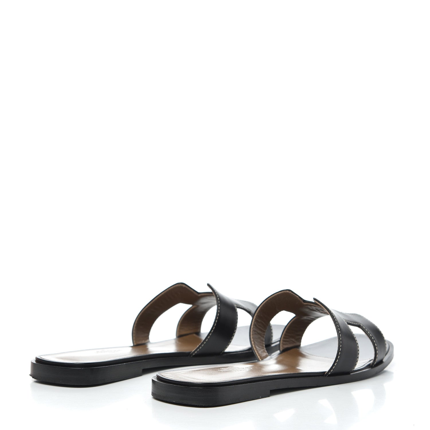 Hermes Box Calfskin Oran Sandals 38.5 Black 4 of 18