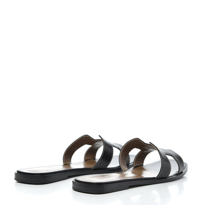 Hermes Box Calfskin Oran Sandals 38.5 Black 4 of 18