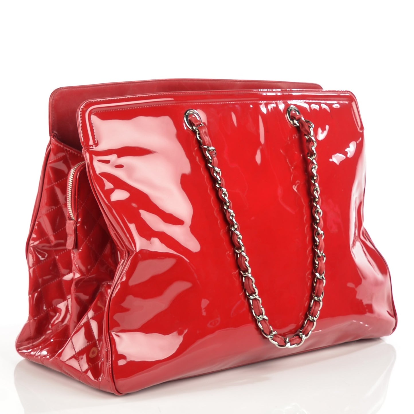 Patent Calfskin XL Lipstick Tote Red