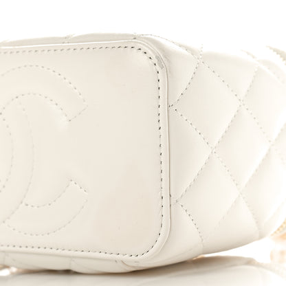 Chanel Lambskin Quilted Golden Links Top Handle Vanity Case With Chain White 11 of 12