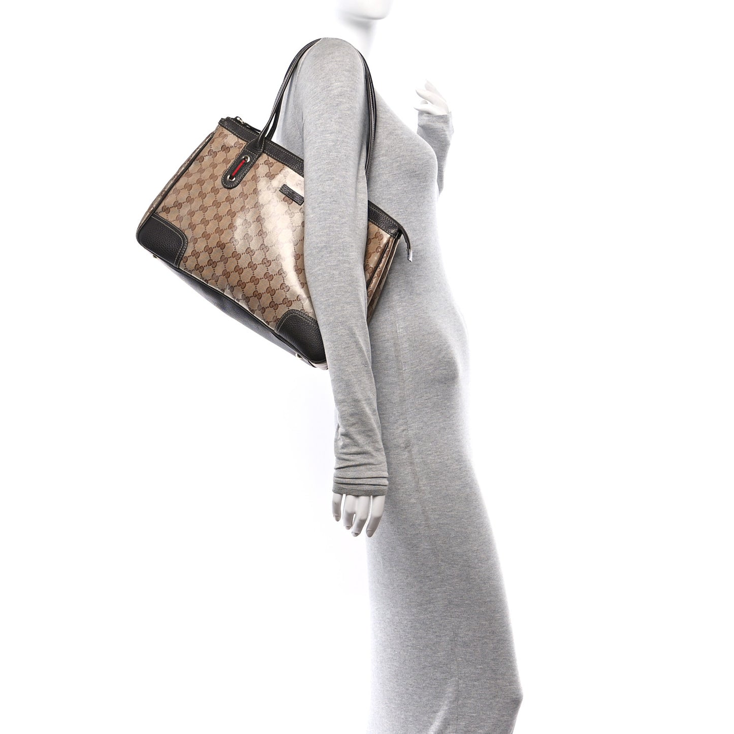 Crystal Monogram Medium Princy Tote Dark Brown